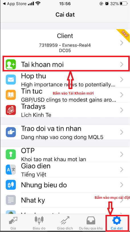 hướng dẫn đăng nhập mt4 trên điện thoại sàn exness