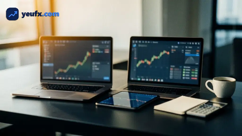 Minh họa sàn forex và giao dịch tiền tệ