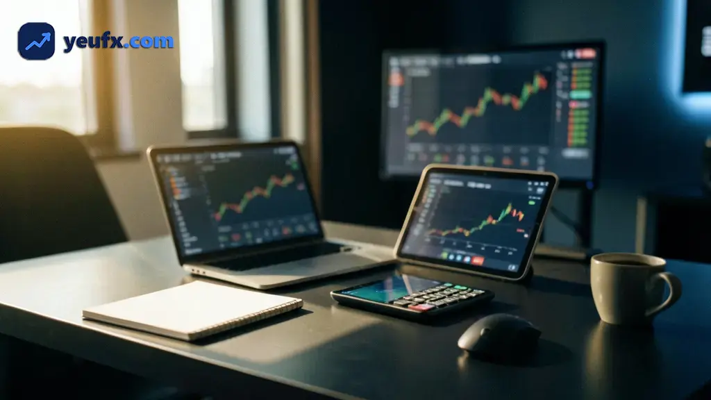 Các bước nhập cặp tiền, mức rủi ro và stop loss vào máy tính forex