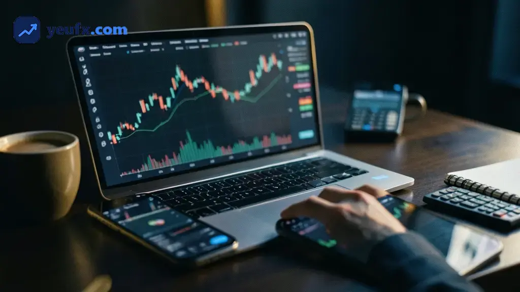 Giao diện phần mềm forex hiển thị biểu đồ giá tiền tệ