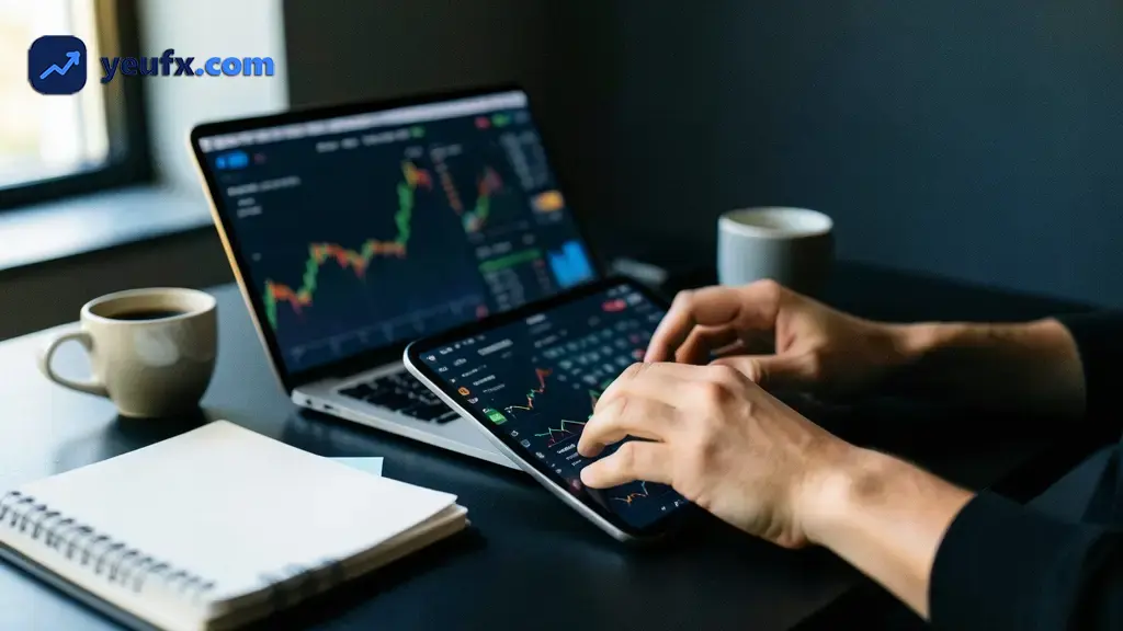 Biểu đồ giao dịch Forex và màn hình phân tích thua lỗ